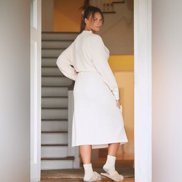 Anthropologie Daily Practice Cowl Neck Midi Dress Cream Sweater Dress Size XS - Picture 5 of 13